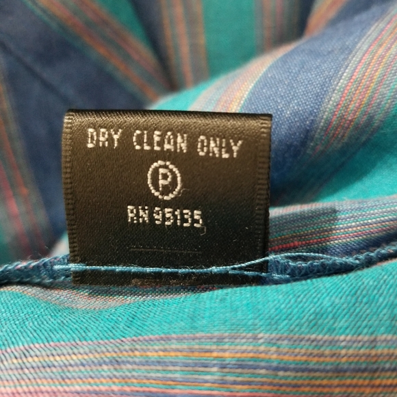 Lafayette 148 Blue Turquoise Stripe Sleeveless Tie Waist Buttonfront Top 12 NWT - Picture 9 of 14